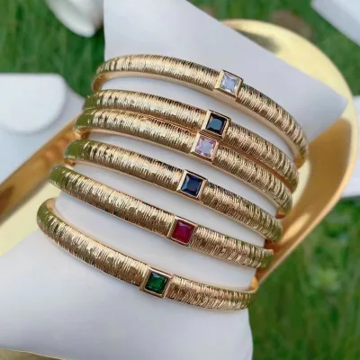 square rhinestone lux jewelry bangle rainbow gold wrist bangle for women