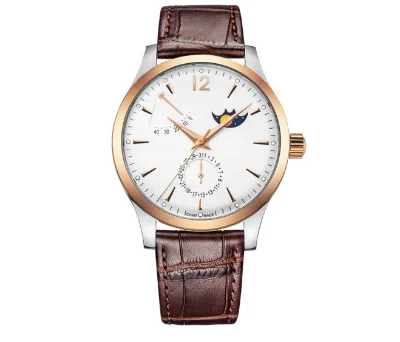 Luxury Genuine Leather Mens Wrist Watch High Quality Moonphase Watches Quartz Chronograph Watch for Men