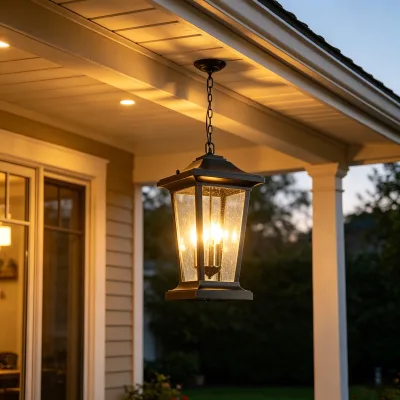 Factory Wholesale Outdoor LED Pendant Light Light Sensor Dimmable IP65 Waterproof Aluminum Glass for Courtyard Villa Balcony