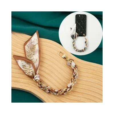 Party Return Gifts Phone Lanyard Silk Scarf Upscale Chain Wrist Strap Keychain Compatible with All Smartphone