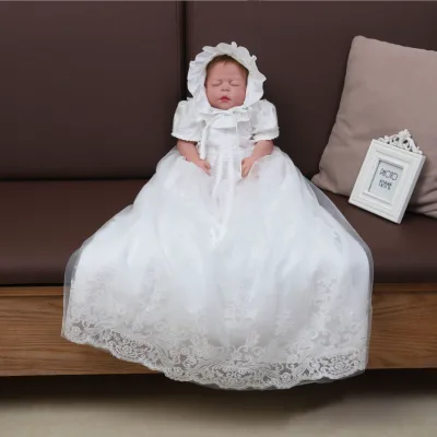 Elegant Gorgeous Baby Girls White Long Wedding Lace Dress