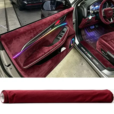 Flame Retardant Suede Wrap for Car Interior Safety Standards Suede Fabric Film for Auto Styling
