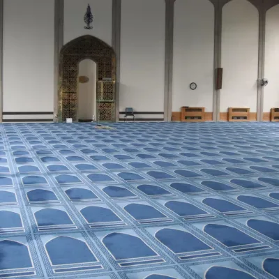 Blue Nylon Prayer Carpet Handmade Islamic Wall Art for Home Car Travel or Mosque Washable Silk Prayer Carpet