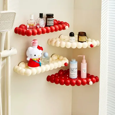 New Cloud Suction Cup Corner Storage Rack with No Drilling and Drainage Function Wall Mounted Bathroom Sink Corner Storage