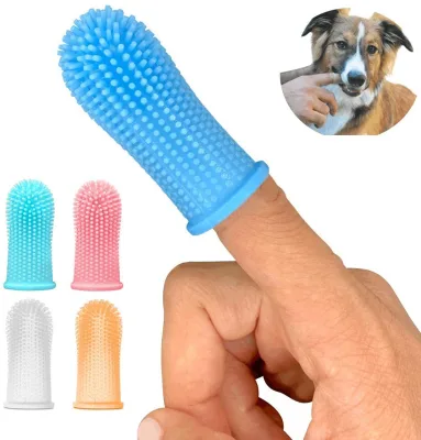 Food Grade Silicone Dog Finger Toothbrush Pet Finger Brush Dog and Cat Teeth Cleaning Brush Fits Most Fingers
