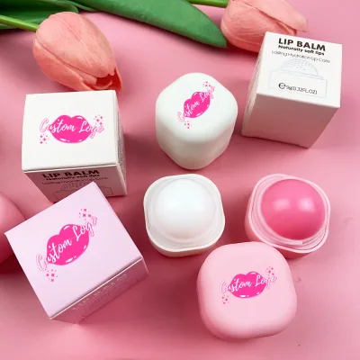 Wholesale 4 Flavors Fruit Lip Balm Private Label pink Lips Balm Vegan Moisture Lip Balm Ball