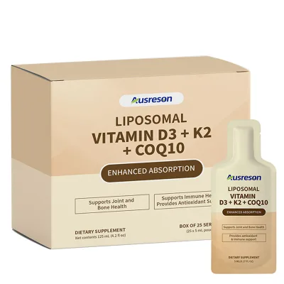 Ausreson Vitamin D3 K2 CoQ10 Drink Powder Immune Support Natural Herbal Supplements Organic Liposomal Vitamin D3 K2 CoQ10 Drink