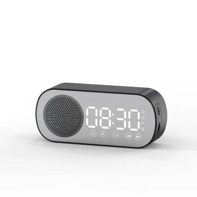 Luxury Digital Alarm Clock Speaker with LED Display Mirror for Desktop Home Decor