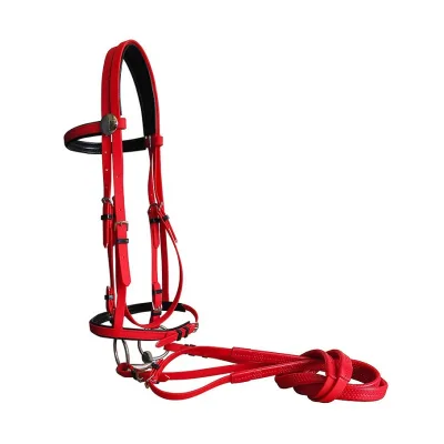 PVC Integrated Water Reins Bridle with Stainless Steel Hollow Mouth Chew Adjustable Length Full Set