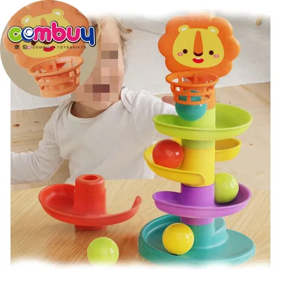 Lion Basket Stacking Ring Track Game Kids Toy Rolling Ball Tower