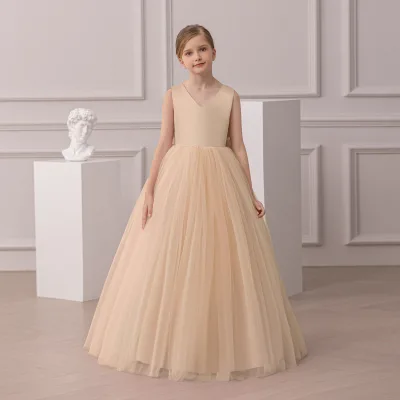 Luxury girls' princess dress, children's chiffon ballet dress, flower girl dress