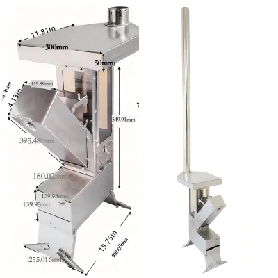 2026 New Model Camping Must-Have Efficient Wood Burning Stainless Steel Rocket Stove for Trips