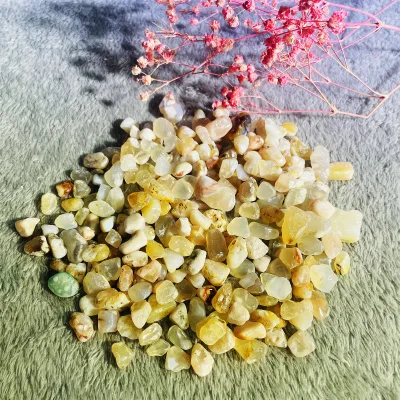 Wholesale Natural Crystal Quartz Yellow Tumble Stone Flower Agate Chips for Home Decor
