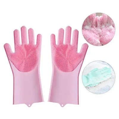 Multifunctiona Reusable Silicone Pet Bathing Gloves for Dog Cat Grooming, Kitchen Dish & Car Cleaning