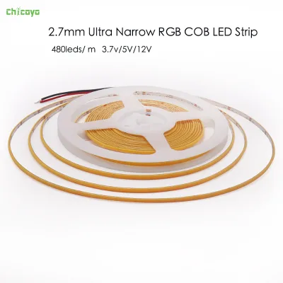 Ultra Narrow 2.7mm RGB COB LED Strip 5V /12V Super Bright High CRI Self-Adhesive Flexible Ambient Light for Home Car Decoration