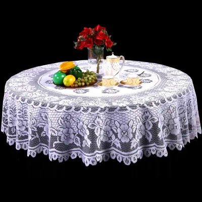 Table Cloths Round Shape Lace Flower Pattern Dining Home Decor for Decoration Overlay 70 Inch