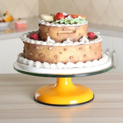 12 Inch Tempered Glass Cake Turntable With Non-Slip Base Rotating Dessert Cake Stand Revolving Decorated Baking Tool