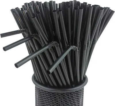 Disposable Eco-Friendly Recyclable Black Custom Bar Accessories Camping Drinking Plastic Straws