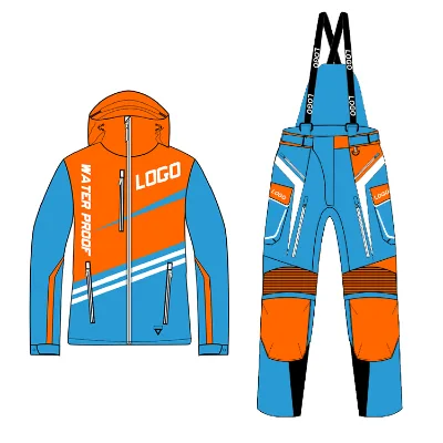 Custom Design Windproof and Waterproof Winter Cycling Bib Pants Racing Jackets Snowmobile Moto Suit