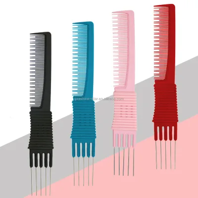 Professional Salon Tool Carbon Material Rat Tail Comb Heat Resistant Metal Hair Comb
