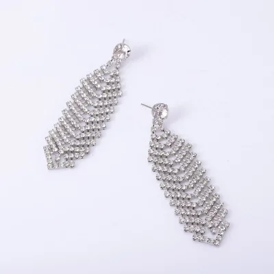 Dropshipping Cheap Earring Wholesale Women Luxury Zircon Crystal Beaded Statement Earring Party Exaggerated Long Drop Earrings