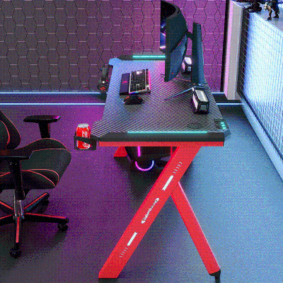 Adjustable Height Foldable Gaming Table for PCs with Modular Accessories and Anti-Slip Surface