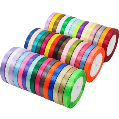25yard 2/5" Wide 1cm Fabric Satin Ribbons Rolls Craft Embellish Decorative Ribbon for Floral Bouquet Gifts Crafts Bows Party