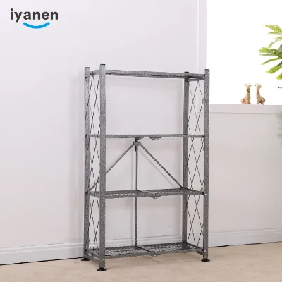 4-Shelf Foldable Storage Shelves Metal Shelves Light Duty Large Capacity Storage Shelving Unit