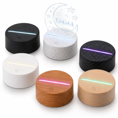 Smooth Round Edge Lit Decor Custom OEM Production Touch Sensor Fast Sampling Acrylic LED Light Base with Remote USB Cable