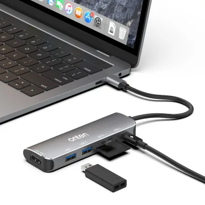 Hot Selling Quality USB C 6 in 1 Docking Station for Tablet Cellphone USBC Hub with USB 3.0 Ports OTN-95116