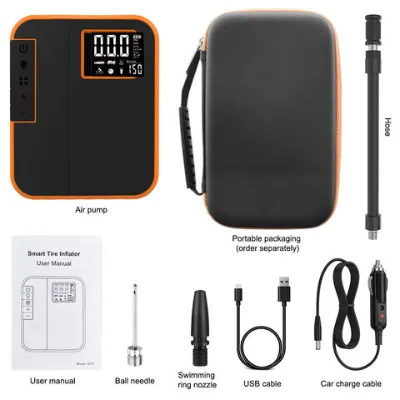 Lithiumion 2000mah digital tire inflator gauge car tire inflator with led emergency light