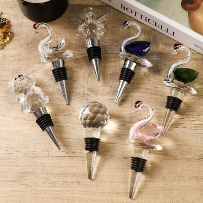 Wine Red Metal Crystal Swan Wine Bottle Stoppers Personalized Creative Minimalist Style Modern Stopper