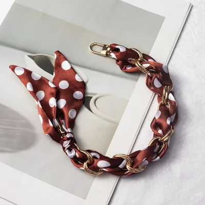 Colorful Mobile Phone Chain Hot Selling Short Mobile Phone case Chain Silk Scarf Braided Wrist Strap Simple Lanyard