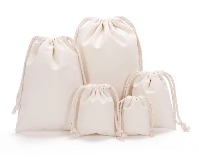 Wholesale Custom Logo White Tote Bag Environmentally Friendly Cotton Drawstring Pocket Spot for Gift Packaging and Storage