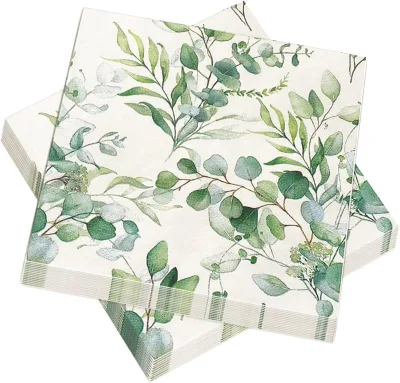 Custom Printed 2 Ply Disposable Paper Napkins with Bag Style Floral Design for Wedding Dinner Napkins and Christmas Decoration