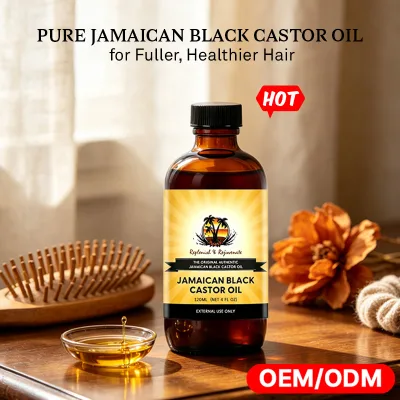 Private Label Jamaican Black Castor Oil Cold Pressed for Hair Growth Repair Damaged Hair Skin Eyelash Care Wholesale