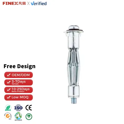 Hardware 12x100mm Steel Galvanized M6 Thread Dry Wall Sleeve Expansion Screw Anchor Molly Bolt 100kg Capacity for Plaster
