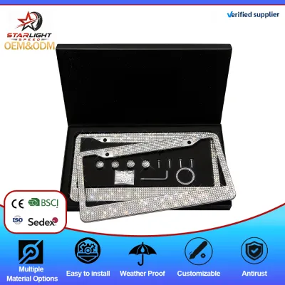 Pearlescent car license plate frame stainless steel custom American personalized logo fashion style license plate frame