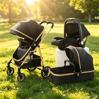 JXB Carbon Steel Frame convertible baby trolley Infant carriage with Removable Dinner Tray