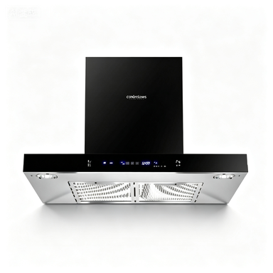 Modern T-Shape Kitchen Range Hood Smart Touch Screen Convertible Aluminum Filter Cooker Extractor Hood Home Use