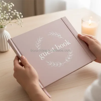 Custom Printing Purple Cover Eco-Friendly Paper Landscape Photo Album Guest Book Wedding Guestbook With Blank Pages