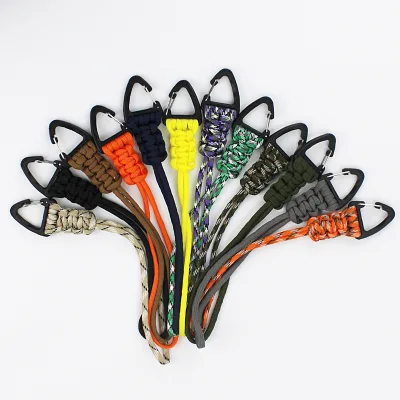 Outdoor Camping Handmade Paracord Lanyard Durable Keychain Accessory Knitted Knotted Rope with Triangle Buckle