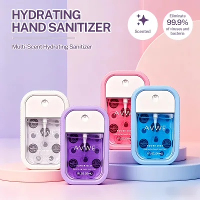 OEM Wholesale AWVA Mini Pocket Transparent Solid Silicone Hand Sanitizer Holder Customized Fragrance 45ml Water Wash Mineral