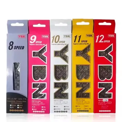 YBN Bicycle Chain MTB Mountain Road Bike Chian 8 9 10 11 12 Speed Hollowed Bicycle Chains 116 128 Links Silver YBN Chian
