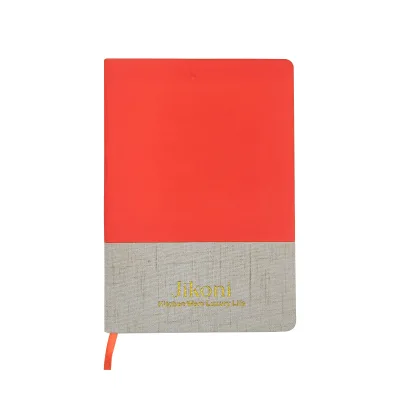 Artisan Contrast StitchLeather and Cloth Splicing Journal- Modern Dual-Color Business Meeting Notebook with Bookmark Rope