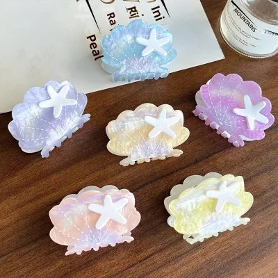 BELLEWORLD Ocean Series Acetate Hair Clips Gradient Starfish Hair Clip Niche High-End Handmade Sweet Hair Accessories for Women