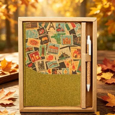 Eco-friendly Natural Wood Notebooks Cork Pens Journal Gift Boxes Perfect Corporate Gifting Study Supplies Easter Gifts
