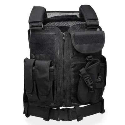 Multi-Pocket Men's Tactical Vest Camo Unloading Mesh Jacket for Fishing/Outdoor, Lightweight Breathable EDC Gear