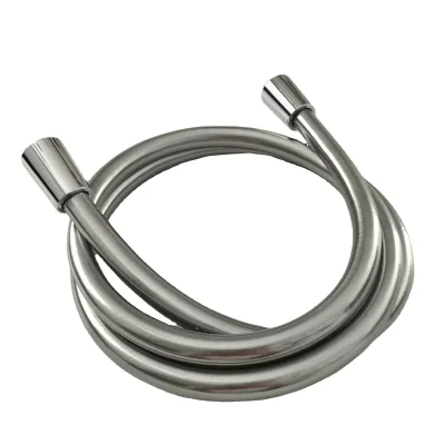 Customized New Arrival 1.5m 360 Degree Rotation Silver Bright Bathroom PVC Flexible Hand Shower Hose Pipe