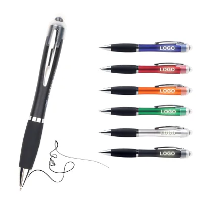 New LED Touch-Screen Lightbox Ballpoint Pen 1.0mm Writing Width Multi-Color Ink Plastic Twist-Style Logo Promotional Pen